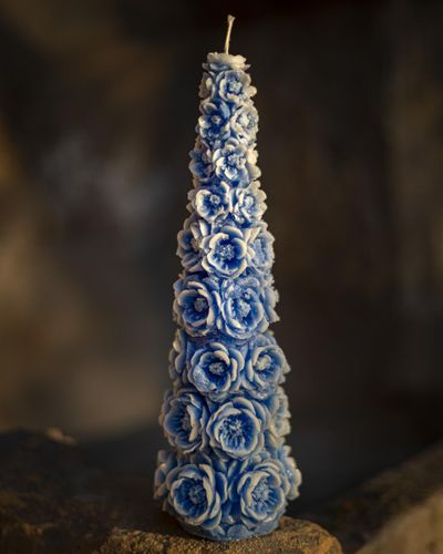 Свеча Lavela Пирамида цветов, Зеленый Чай, 300гр, Синий
