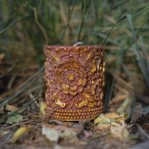 Свеча Lavela Цилиндр цветочный, Зеленый Чай, 200гр, Коричневый