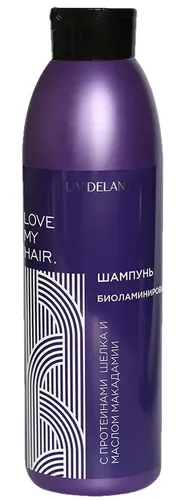 Sochlar uchun shampun Liv Delano love my hair Ipak oqsillari va makadamiya moylari bilan biolaminatsiya.