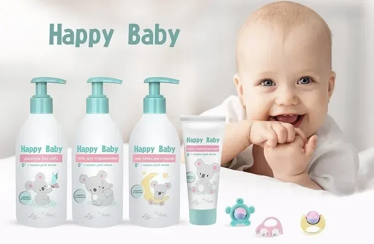 Подарочный набор Liv Delano HAPPY BABY Шампунь, Гель пенка для купания, Крем универсальный 675 г, sotib olish