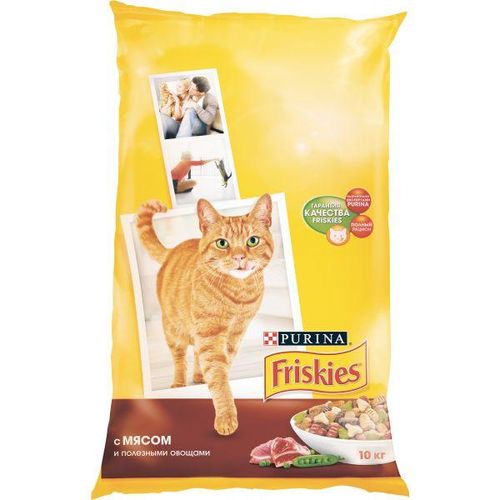 Sabzavotli kattalar mushuklari uchun quruq ovqat Friskies go'shti, 1 шт, 400 гр, купить недорого