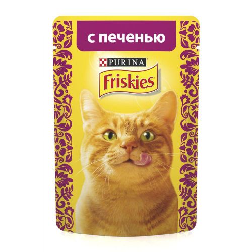 Влажный корм Friskies для взрослых кошек с печенью в подливе, 5 шт, 85 гр