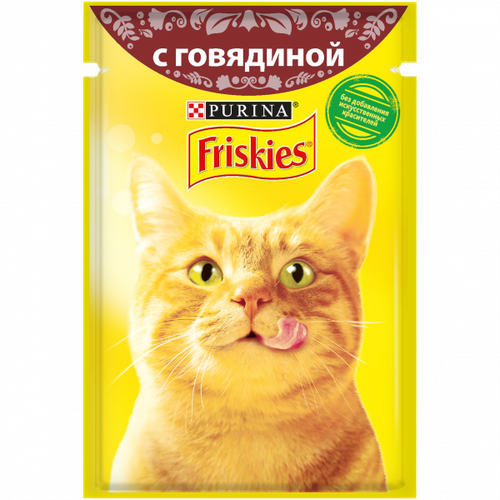 Влажный корм для кошек Friskies с говядиной, 10 шт, 85 гр