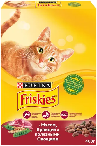 Сухой корм Friskies для взрослых кошек с мясом и полезными овощами, 5 шт, 400 гр, фото № 17