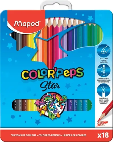 Maped Color'pers yumshoq rangli qalamlar to'plami, 18 dona