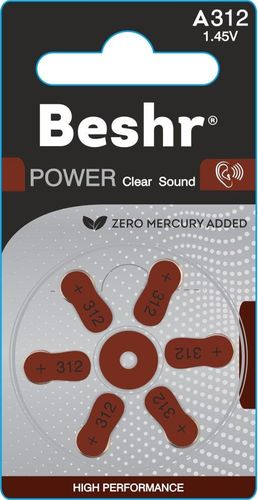 Eshitish apparati batareyalari Power ClearSound A312 6B