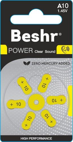 Батарейки для слуховых аппаратов Beshr Power ClearSound A10 6B