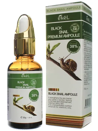 Qora salyangoz musinli Ekel premium ampulali yuz aralashmasi Black Snail Premium Ampoule