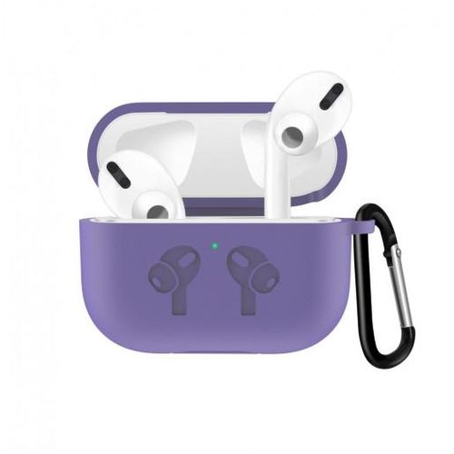 AirPods Pro uchun bo'rttirma va mahkamlangan silikon g'ilof, Purple