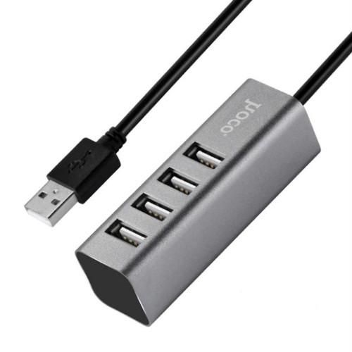 Разветвитель адаптер переходник USB HUB HOCO HB1 4-Port USB 2.0 серый