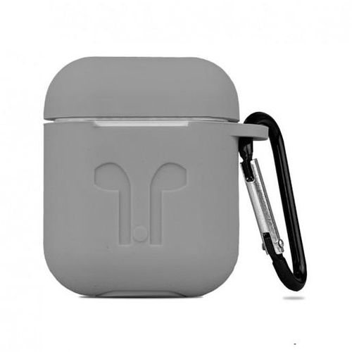 Силиконовый чехол для AirPods с тиснением и креплением, Grey