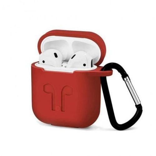 Силиконовый чехол для AirPods с тиснением и креплением, Red