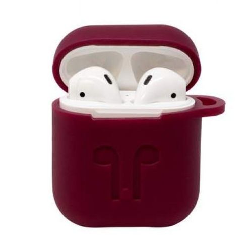 AirPods uchun qisqichli bo'rttirma silikon g'ilof, Burgundy