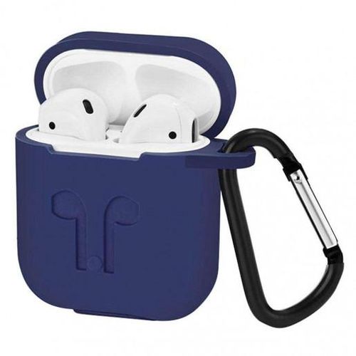 Силиконовый чехол для AirPods с тиснением и креплением, Blue