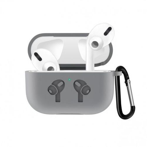 AirPods Pro uchun bo'rttirma va mahkamlangan silikon g'ilof, Grey