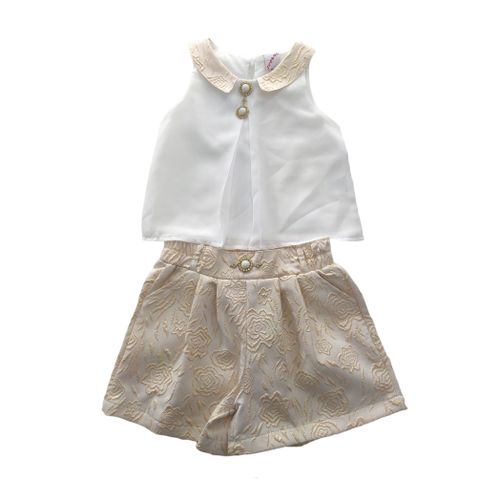 Комплект для девочек кофта и шорты SERMINO BG3635-1, Белый-Бежевый