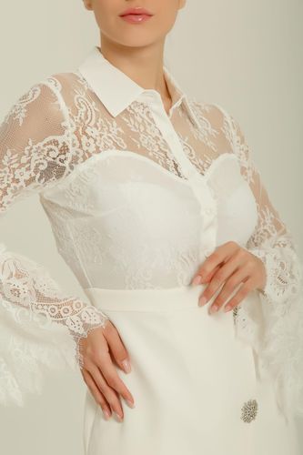Гипюровое платье Alasia с пуговицами "Снежинки" из страз 7188, купить недорого