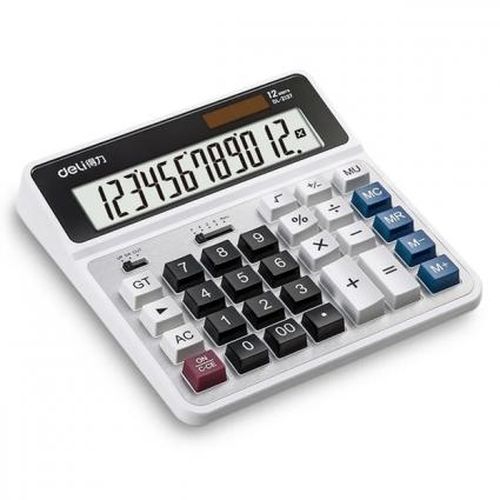 Калькулятор 12 разрядный карманный, cеребряный Deli 2137s, купить недорого