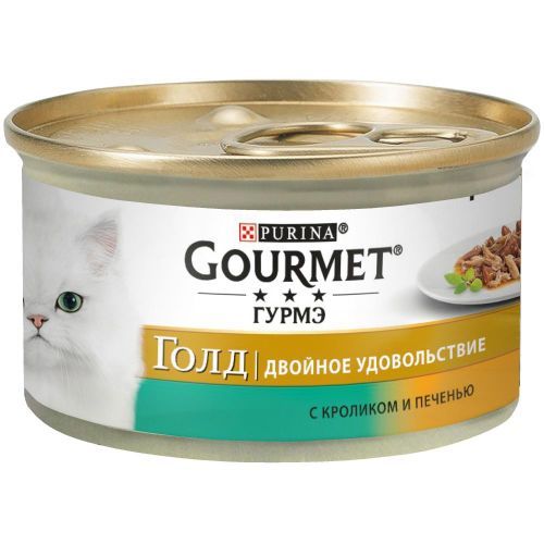 Влажный корм GOURMET Gold Duo кролик с печенью, 5 шт, 85 гр