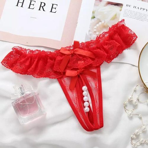 Ayollar pastki ichki kiyimi Nejnost Pearl Lace Thong, Red