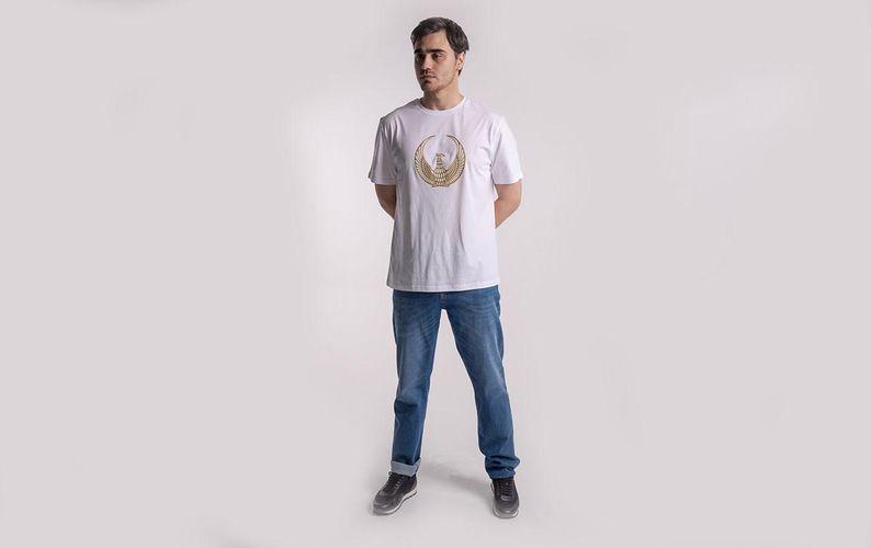 Мужские футболки UZB Patriot с Хумо, Белое золото