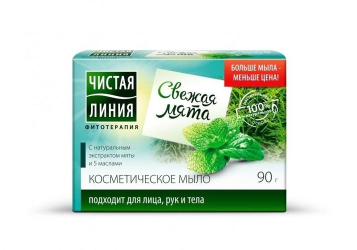 Мыло Чистая линия Свежая мята, 90 гр, купить недорого