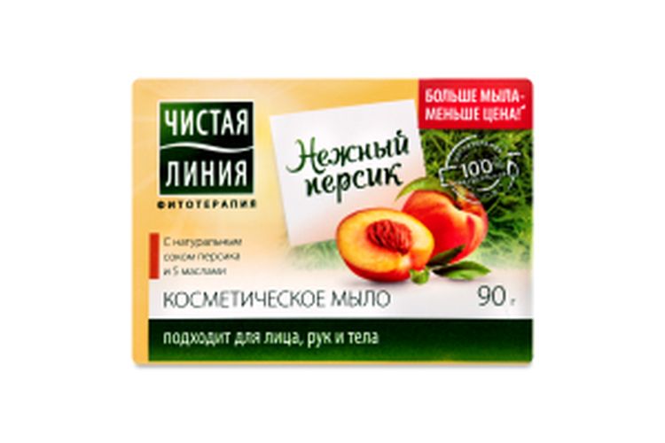 Мыло Чистая линия Нежный персик, 90 гр, купить недорого