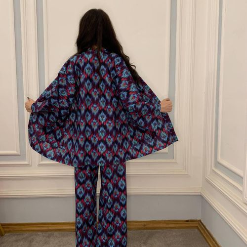 Kimono kostyumi + Shimlar palazzo indigo Adras Respublikasi 2030, фото