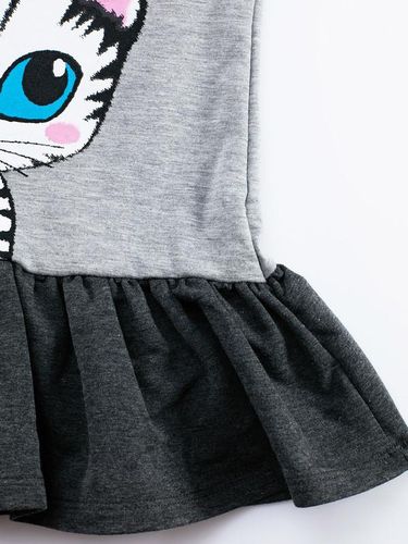 Платье "Кошка" Denokids CFF-21S1-327, Серый, sotib olish