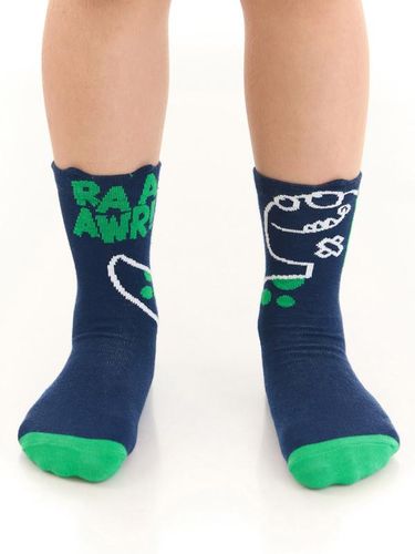 Комплект носков 2 пары "Дино" Denokids CFF-22S1-125, Синий-Зеленый, фото