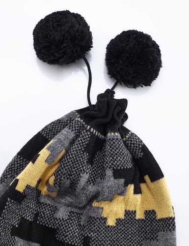 Вязаная шапка "Пиксели" Mushi MS-20S1-020, Серый-Черный-Желтый, sotib olish