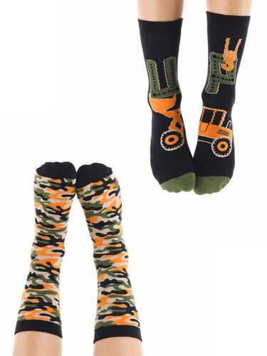 Комплект носков 2 пары "UP" Mushi MS-22S1-100, Черный-Оранжевый