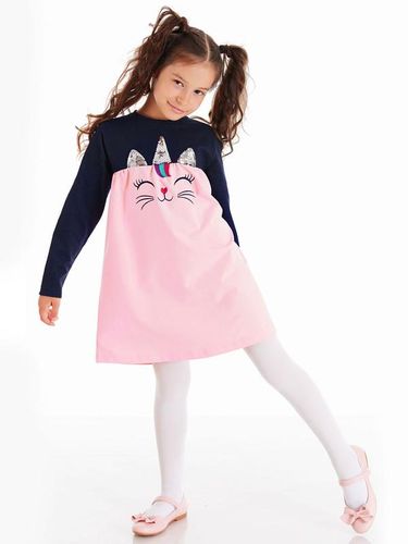 Платье "Кошка" Denokids CFF-20S1-091, Темно-Синий-Розовый