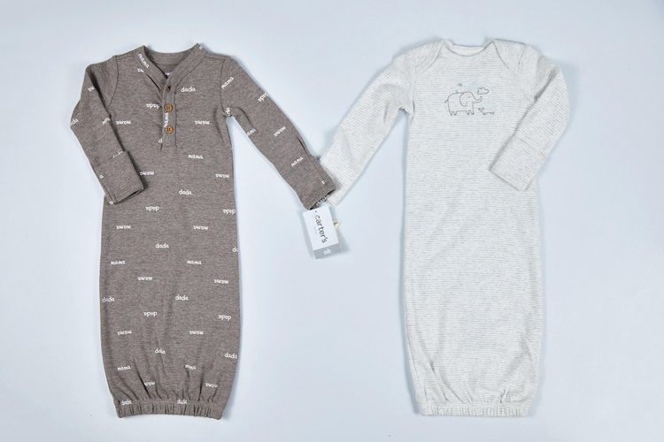 Набор из 2 спальных платье для новорожденных Carter''s NY54, Серый-Белый