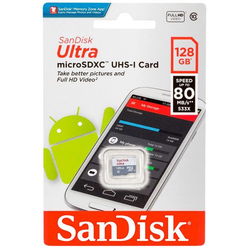 Флеш память Sandisk Ultra microSDXC 128gb, купить недорого