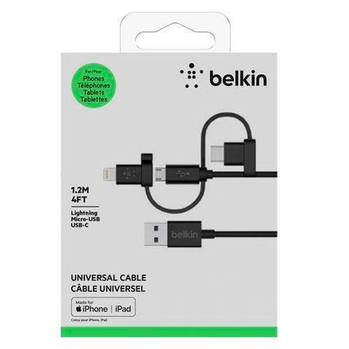 Кабель Belkin Universal USB-C + microUSB + Lightning, в Узбекистане