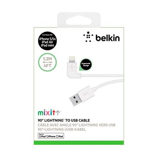 Kabel BELKIN MIXIT Lightning to USB (2.4A) To'g'ri burchak, Oq, купить недорого