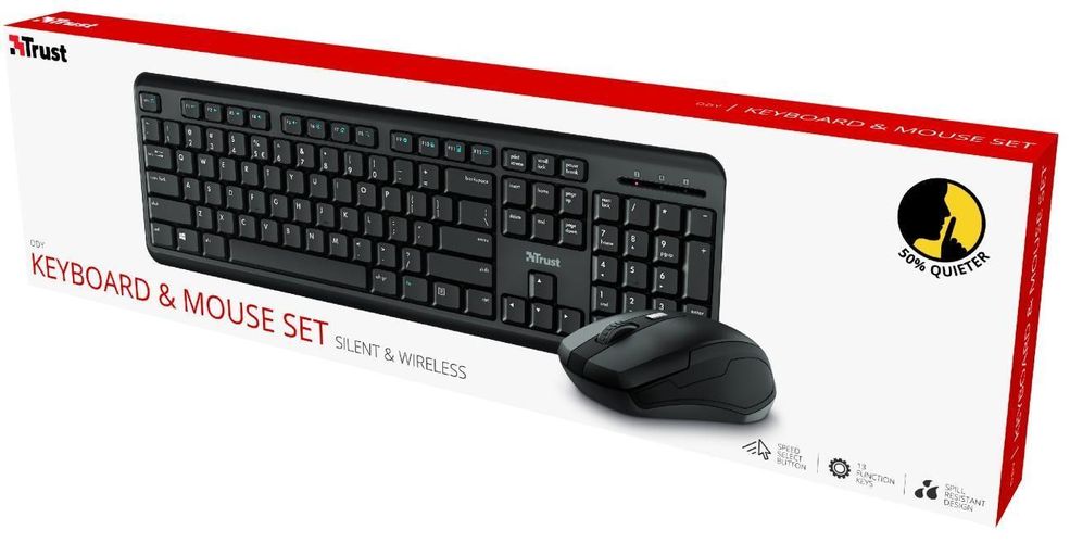 To'plam Wireless Keyboard and Mouse Trust Combo Ody Silent WL EN, фото