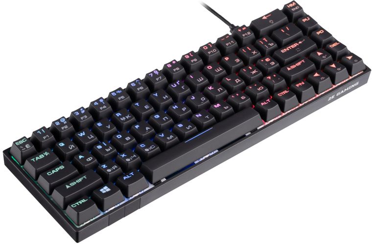 Клавиатура игровая 2E GAMING KG380 RGB 68key Gateron Switch BT/USB Ukr, Черный-синий, купить недорого