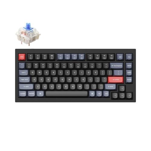 Клавиатура Keychron Q1 QMK Custom HotSwappable Gateron Phantom Switch RGB Russian Layout, Черный-Синий