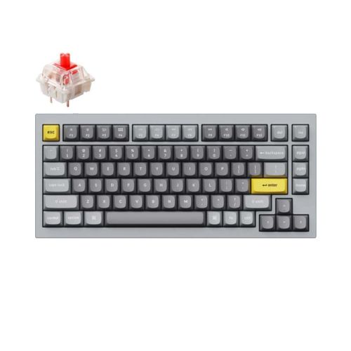 Клавиатура Keychron Q1 QMK Custom HotSwappable Gateron Phantom Switch RGB Russian Layout, Серый-Красный