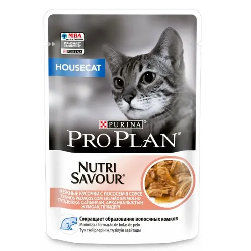 Влажный корм для кошек Purina Pro Plan Cat с лососем в соусе, 5 шт, 85 гр