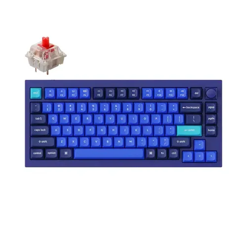 Клавиатура Keychron Q1 QMK Custom HotSwappable Gateron Phantom Switch RGB Russian Layout, Темно-синий/Красный