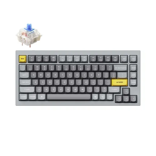 Клавиатура Keychron Q1 QMK Custom HotSwappable Gateron Phantom Switch RGB Russian Layout, Серый-Синий