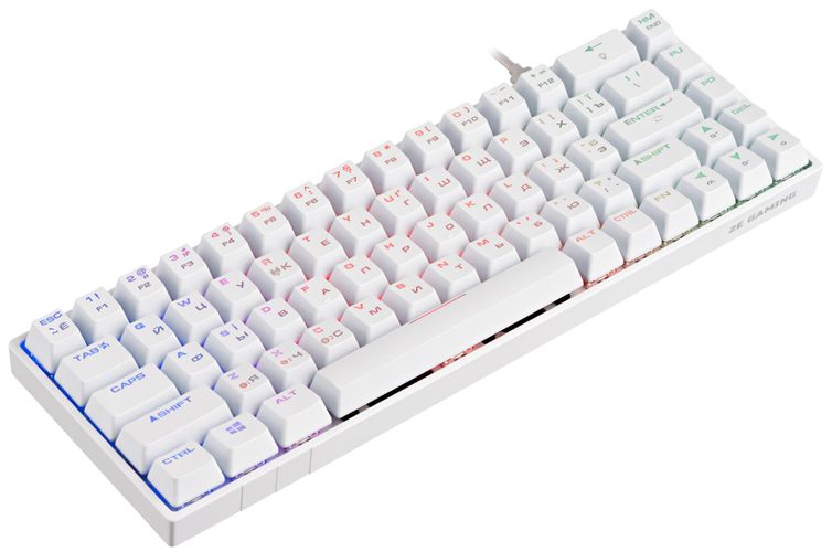 Клавиатура игровая 2E GAMING KG380 RGB 68key Gateron Switch BT/USB Ukr, Белый-синий, в Узбекистане