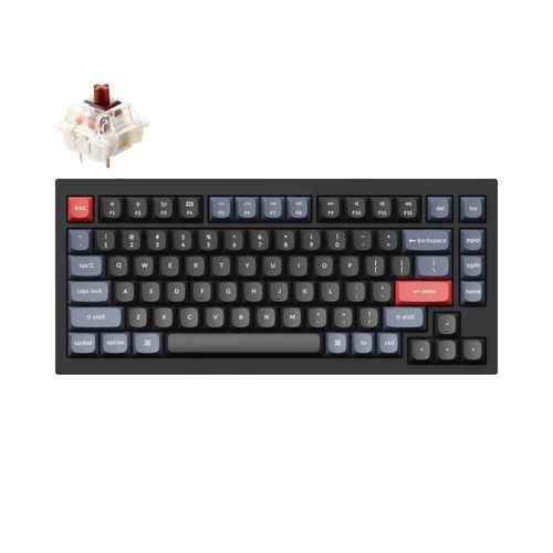 Клавиатура Keychron Q1 QMK Custom HotSwappable Gateron Phantom  Switch RGB Russian Layout, Черный-Коричневый