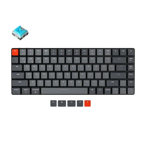 Клавиатура Keychron K3 84 Key Low Profile HotSwappable Optical RGB Russian Layout, Черный-Синий