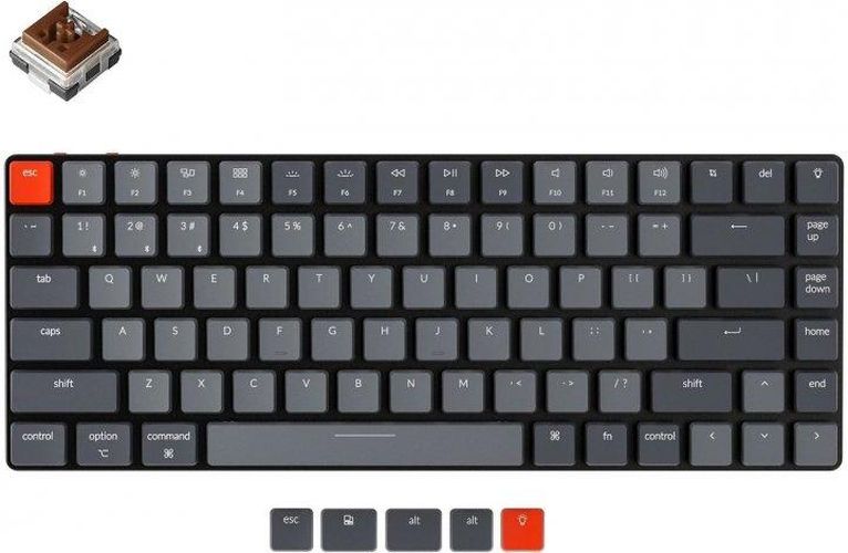 Клавиатура Keychron K3 84Key Low Profile HotSwappable Optical LED Russian Layout, Черный-Коричневый