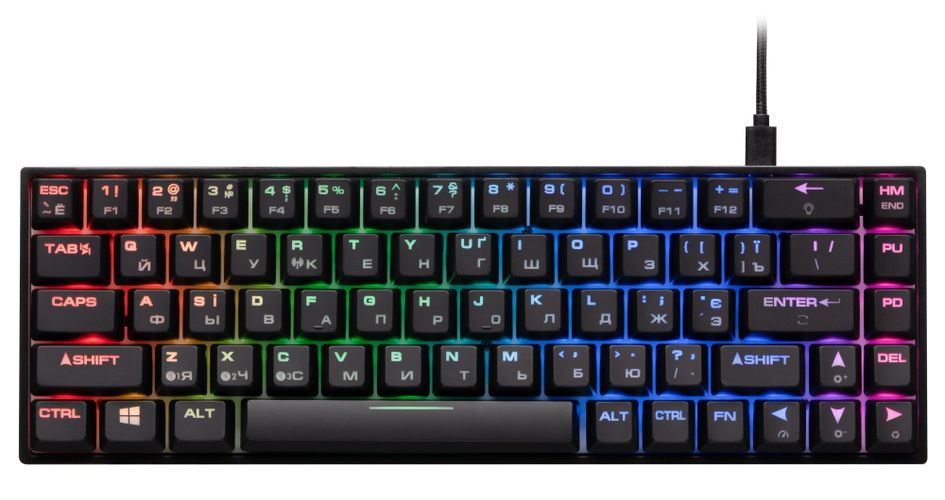 Клавиатура игровая 2E GAMING KG380 RGB 68key Gateron Switch BT/USB Ukr, Черный-красный, в Узбекистане