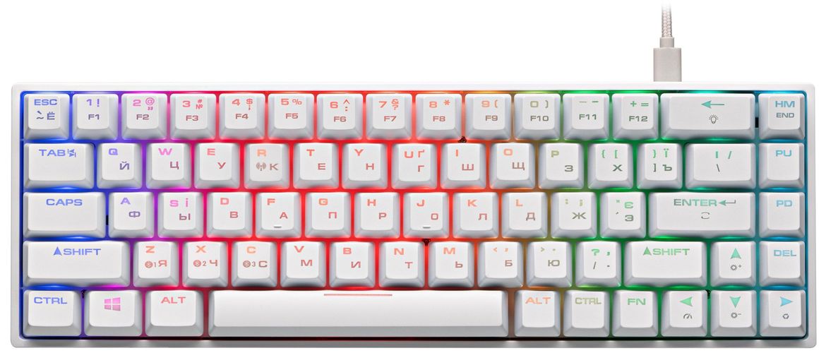 Клавиатура игровая 2E GAMING KG380 RGB 68key Gateron Switch BT/USB Ukr, Белый-красный, купить недорого